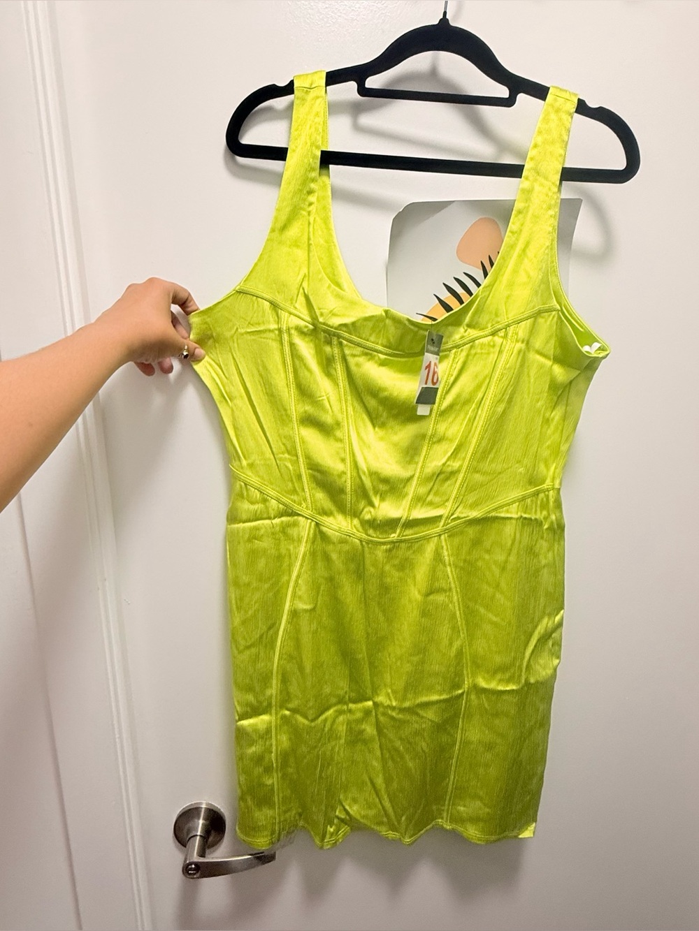 Neon Lime Green Corset Bodycon Mini Dress Size US 12 / US M or L